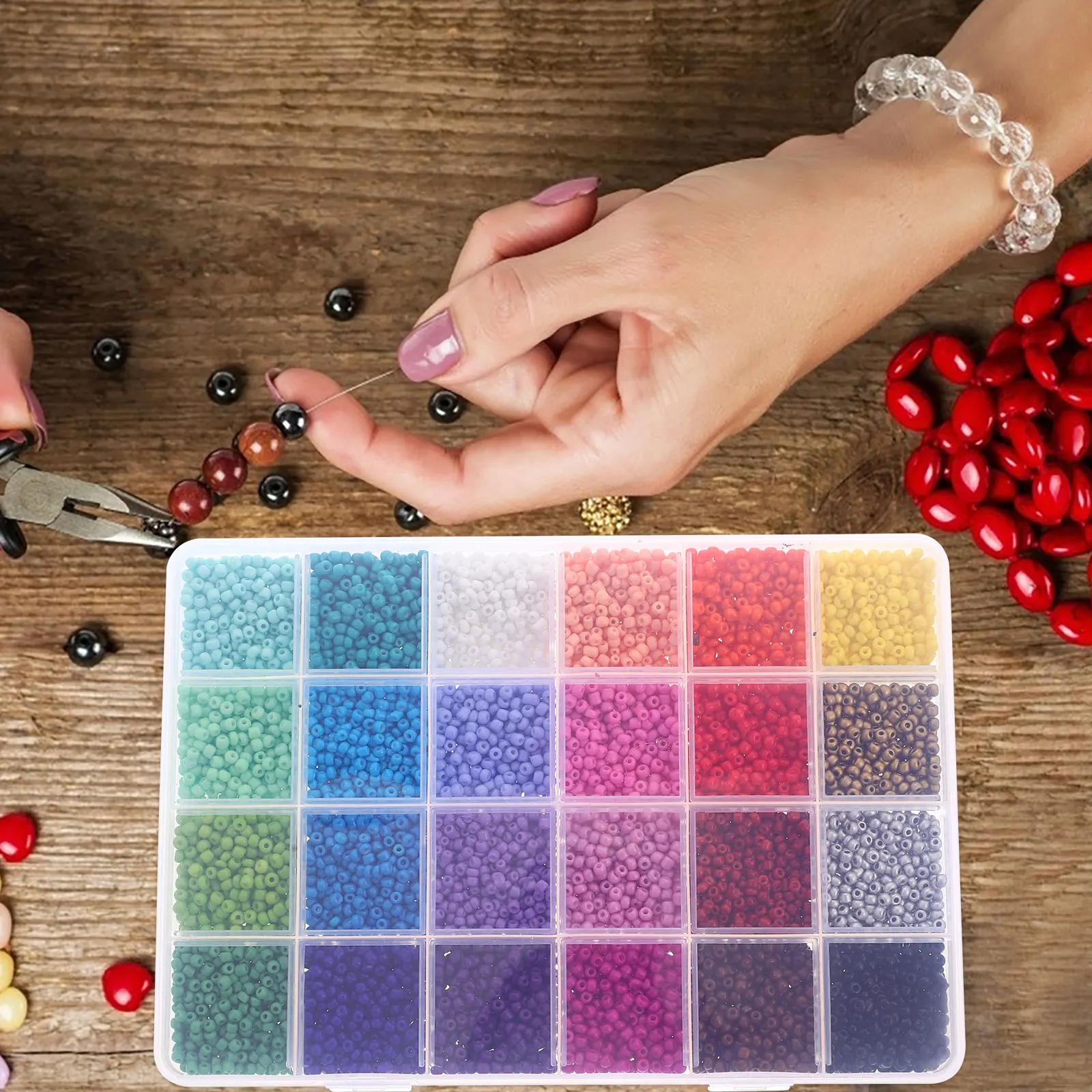 

Colorful Acrylic Set Jewelry Making Crafts Loose Beads Bracelet Decorations DIY Accessories Round Beads Charms Necklace Kits