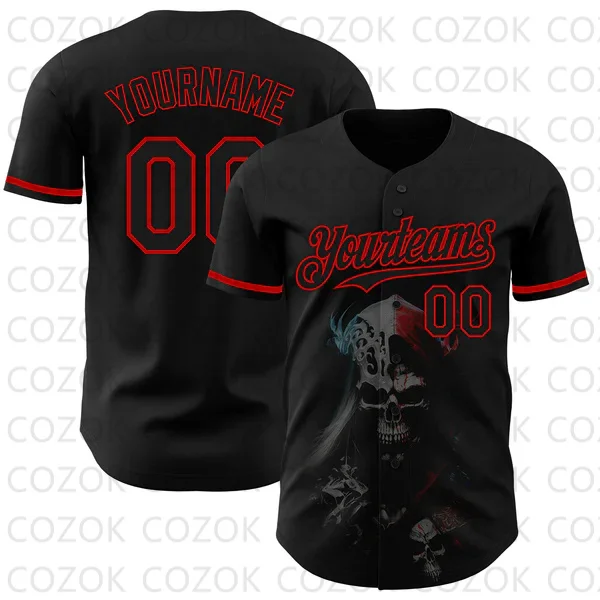 

Custom Skull Pattern Baseball Jersey Men and Women Shirt 3D Printed Shirt Team Shirts Hip Hop Unisex Tops