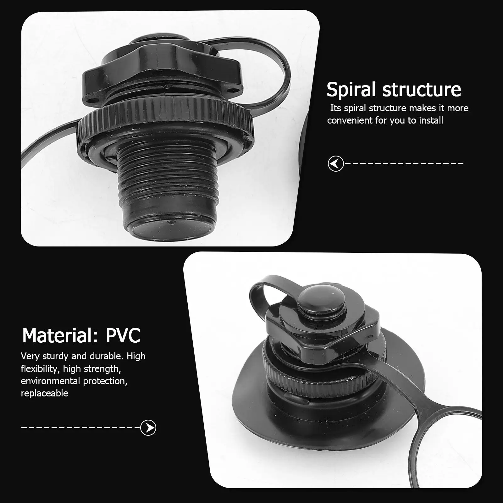 Kayak Air Valve Octagonal Spiral Adapter Base for Inflatable Rubber Boat Pump Accessories