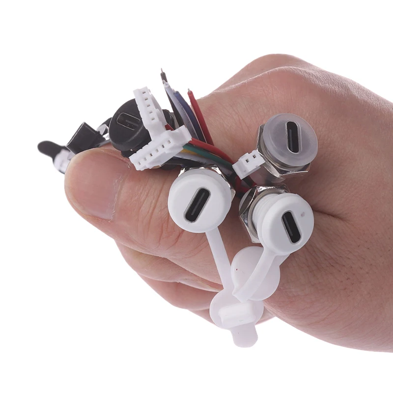 1PC Female Socket Charging Interface With Welding Wire USB Type-C Waterproof Connector Direct Compression Female Base
