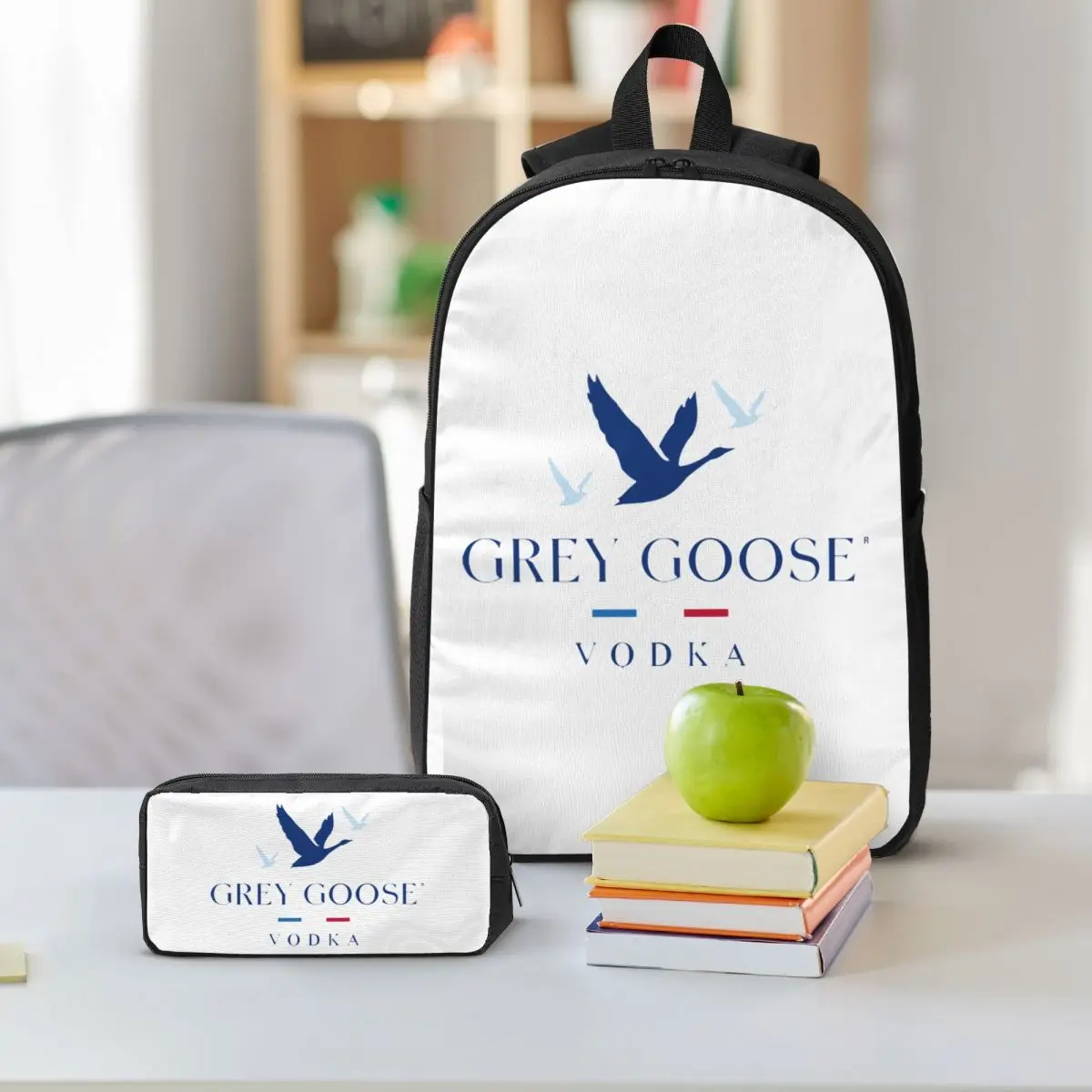 Grey Goose Vodka Backpack Student BookBag School Bag Shoulder Bags 3ps Insulated Lunch Bag Pencil Case
