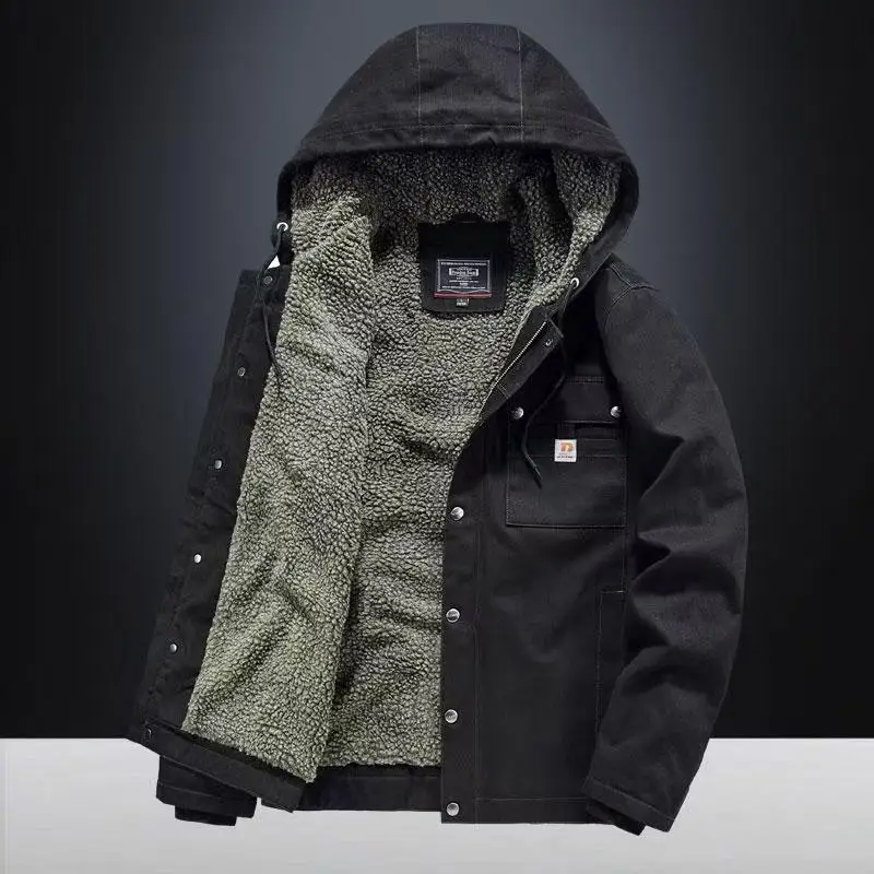 Winter Men's Thickened Fleece Work clothes Cold-proof cotton-padded Jackets Lambskin Cotton-padded pure coats