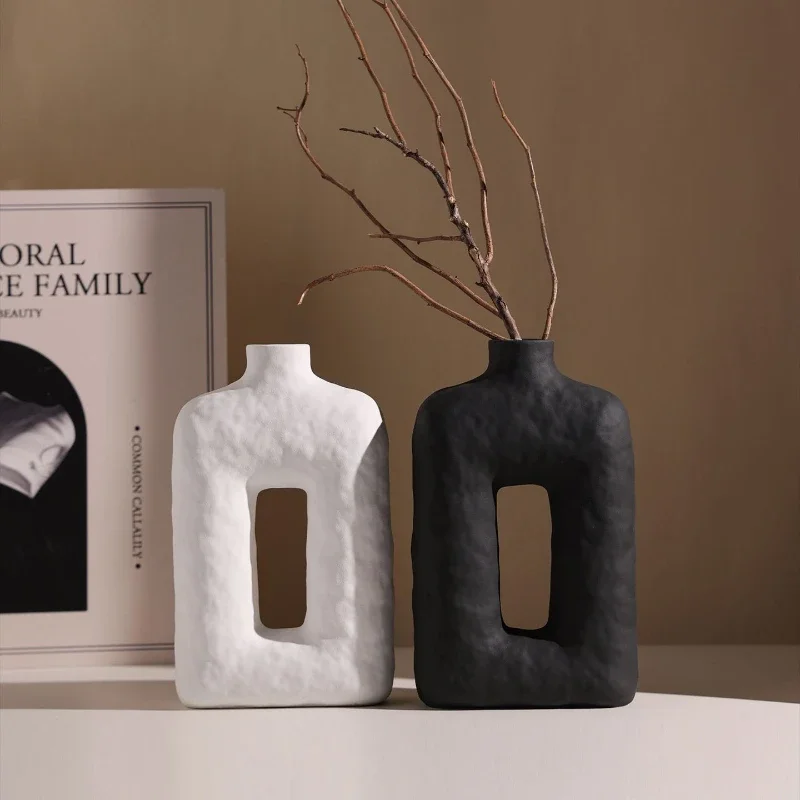 Nordic Wabi Sabi style ceramic vase ornaments,home living room TV cabinet flower arrangement art decoration, decoration mariage