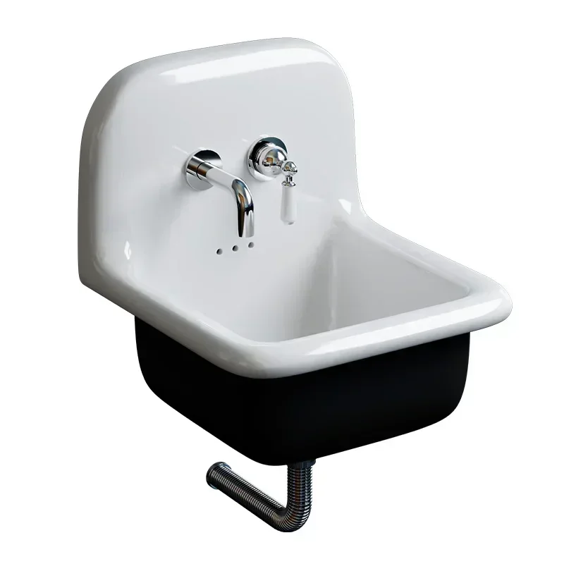 Sell like hot cakes Imitation Cast Iron Ceramic Wall-Hung Basin Washing Sink Wall Hanging Table Dual Use