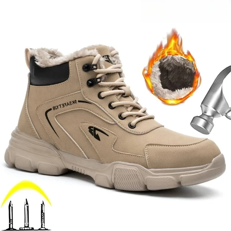 Winter Work Safety Shoes Men Safety Boots Anti-smash Anti-stab Work Shoes Sneakers Steel Toe Shoes Male Work Boot Indestructible