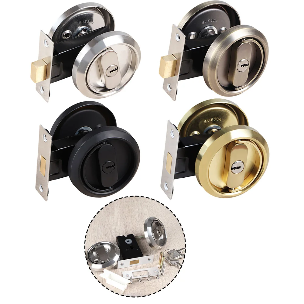 Stainless Steel 304 Lock Recessed Invisible Handle Safety Door Locks Cabinet Pull Fire Proof Single-sided Locker