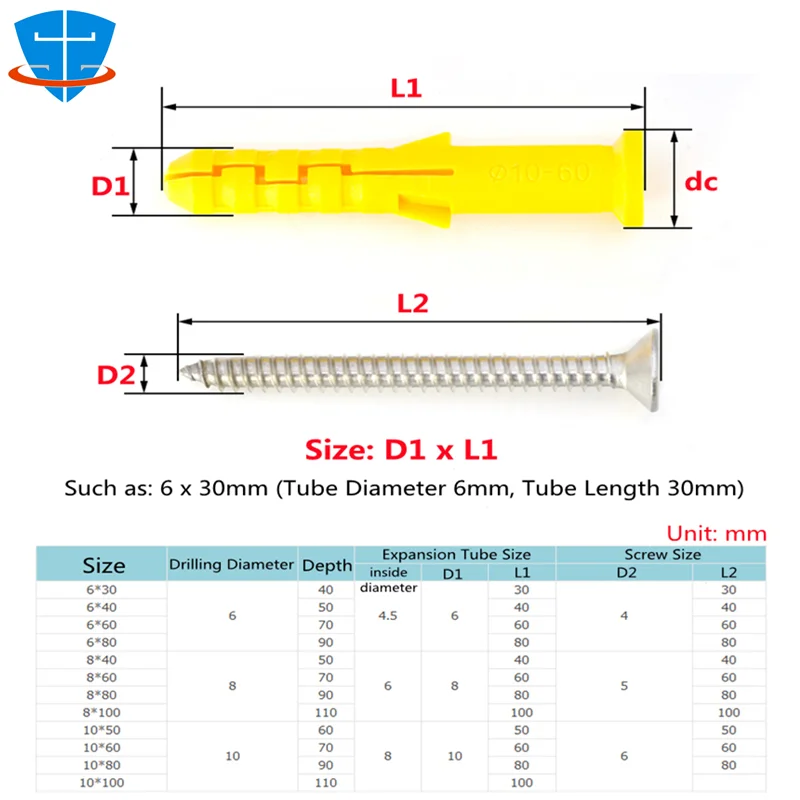 6mm 8mm 10mm Premium Kunststoff Expansions rohr Rohr Wanda nker Stecker Expansion mit Nägeln flache Senkkopf Phillips Schraube