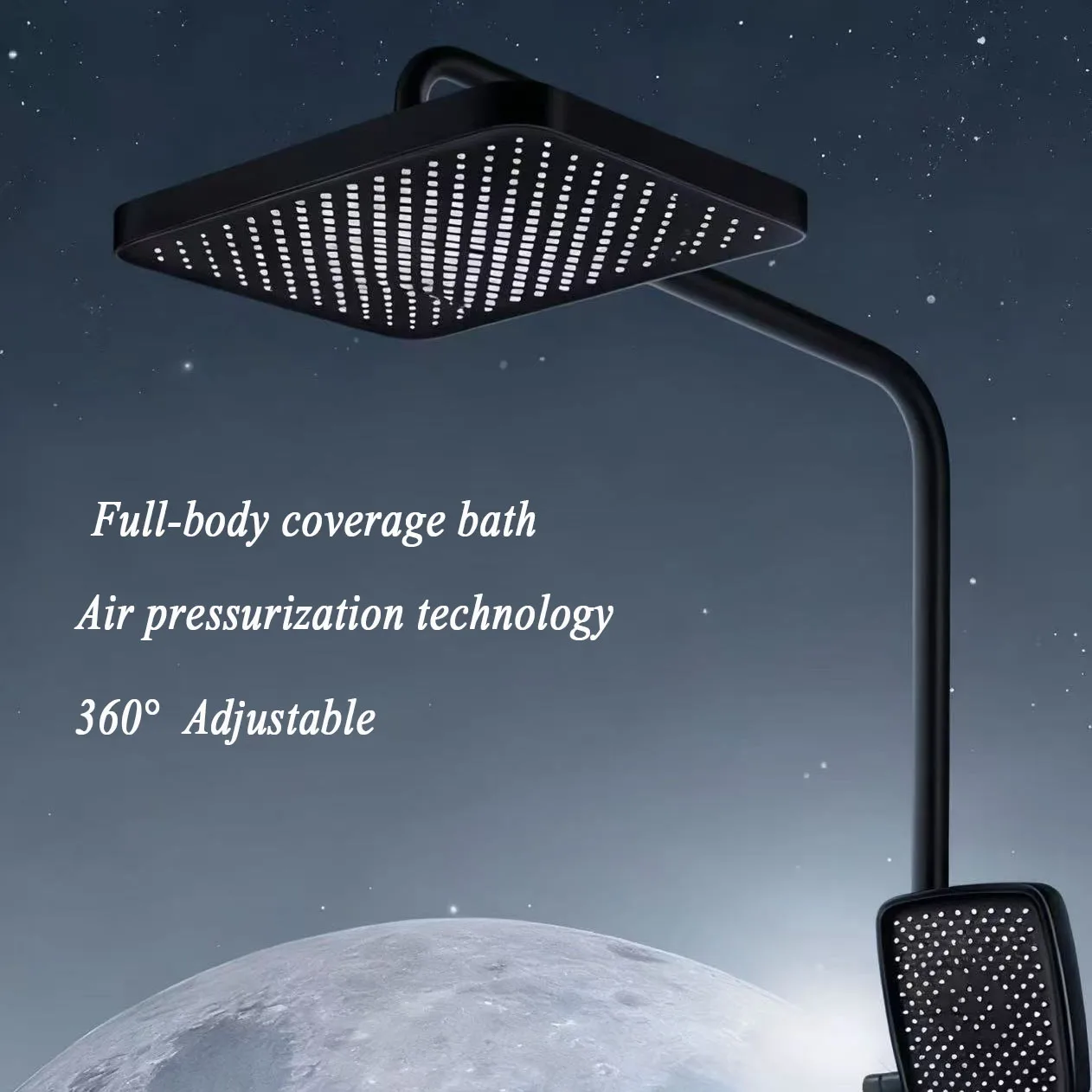Premium 12 Inches ABS High Pressure Rain Shower Head  Ceiling Mounted 360° Angle Adjustable Bathroom Accessories