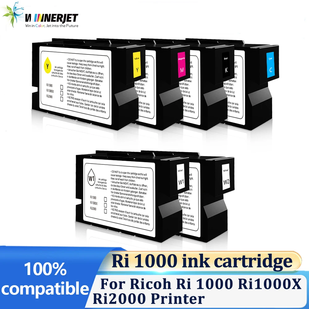 

Winnerjet 200ml Ri2000 Compatible ink cartridge With DTG ink With one time use chip For Ricoh Ri1000 Ri1000x Ri2000 printer