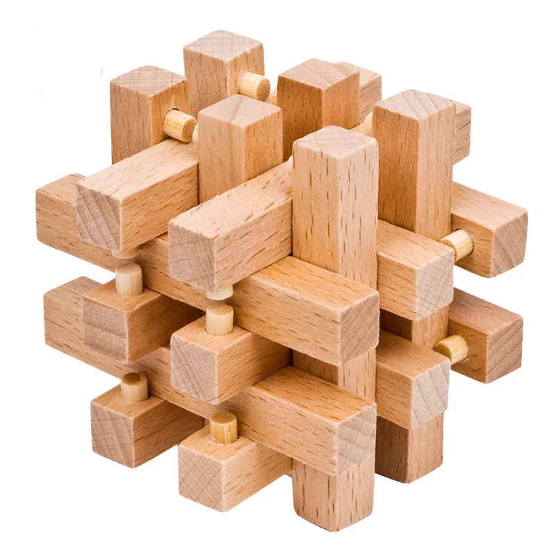 3D Wooden Interlocking Puzzles Unlock Toys Kong Ming Lock IQ Puzzle Brain Teaser Game Montessori Lu Ban Lock for Kids Adult Gift