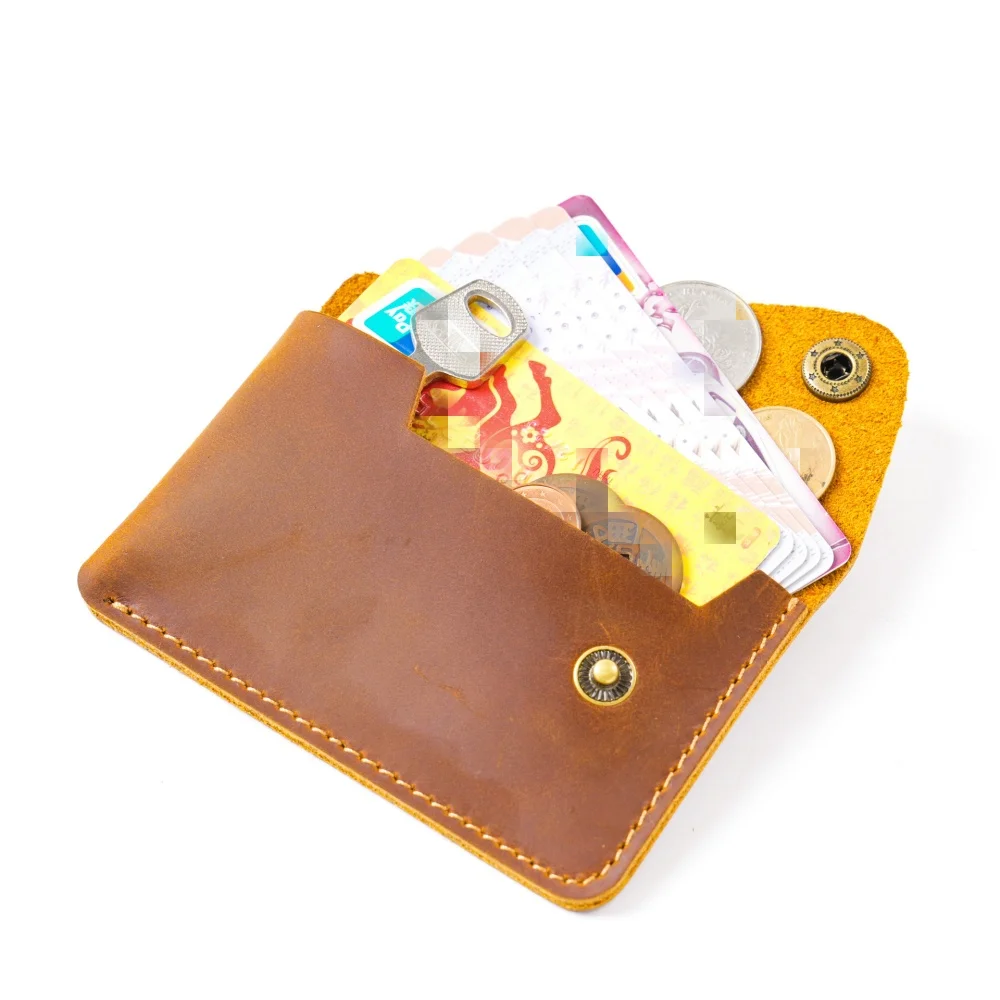 

A handmade minimalist leather namecard box. A creative small zipper-style wallet made of top-grain leather.