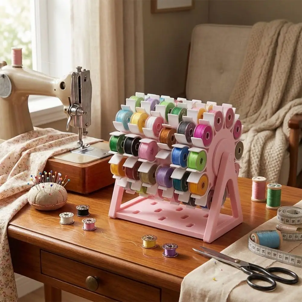 60 Slots Rotating Bobbin Thread Organizer DIY Sewing 3D Printed Windmill Bobbin Storage Rack Hand Crank Handmade