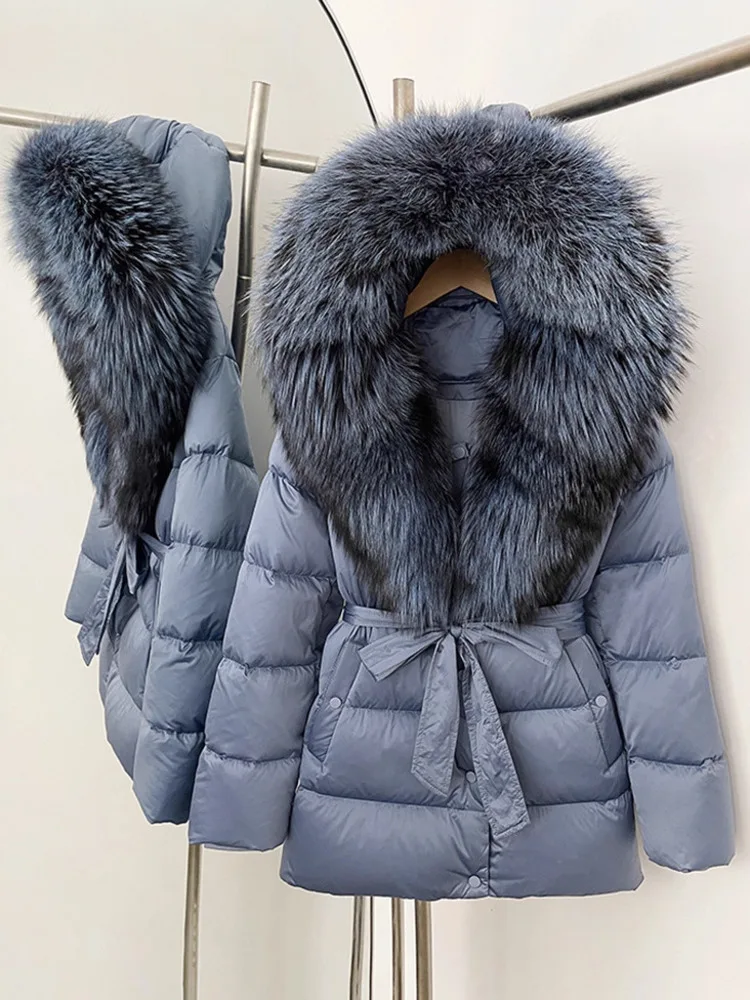 ZMEENNA Women's Winter Puffer Jacket With Removable Faux Fur Collar And Belted Waist Warm Hooded Down Coat Chic ZM3795