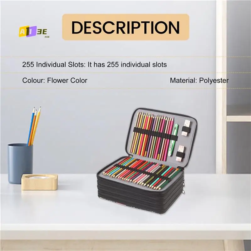 

A13E-250 слотов, цветной пенал-органайзер с 5-слойной молнией, большая вместительная сумка-держатель для хранения ручек для студентов-художников