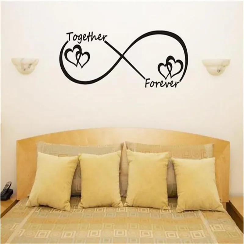 HOT Carved Wall Sticker LOVE Valentine's Day Black English Together Forever Stickers For Bedroom Art Home Decor Wedding 19*57CM