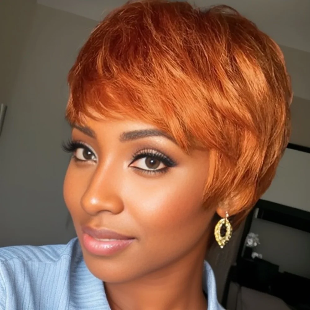 1b/613 블론드 컬러 우아한 숏 레이어드 픽시컷 가발 앞머리 포함 자연스러운 여름 일상용