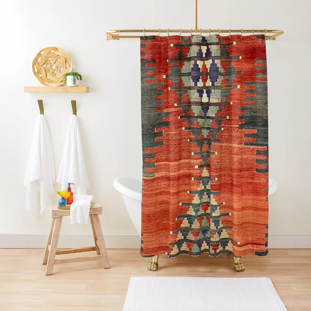 

Vintage Kars Decorative Whole Kilim, Navaho Weave, Woven Aztec Textile Shower Curtain For Bathroom Shower Curtain