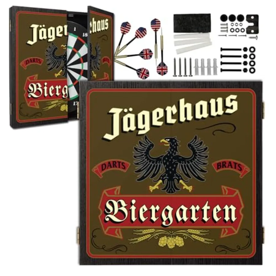 مجموعة لوح رمي السهام وخزانة مخصصة مع 6 سهام ذات أطراف فولاذية للترفيه المنزلي، تصميم قابل للتخصيص لعشاق الرياضة