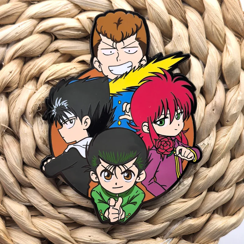 أنيمي YuYu Hakusho المينا دبابيس Yuusuke Kazuma Hiei Kurama شارات معدنية اليابانية مانغا دبابيس ظهره الملابس التلبيب تأثيري