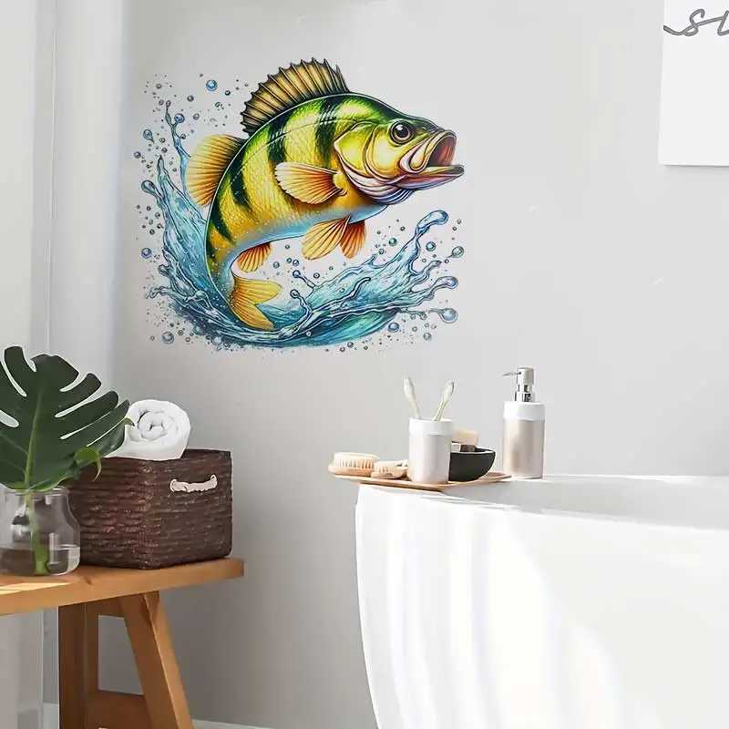 Vibrant Yellow Perch Wall Sticker Kitchen Decoration Dining Room Living Room Cabinet Refrigerator Home Decoration Stickers M1275