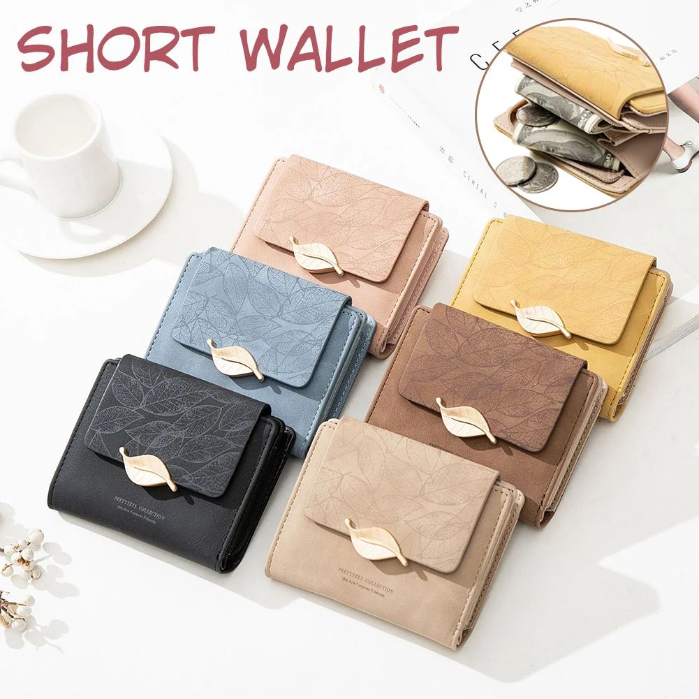 

Trifold Women Wallet Coin PU Leather Purses Card Holder Cash Coin Storage Oragnizer