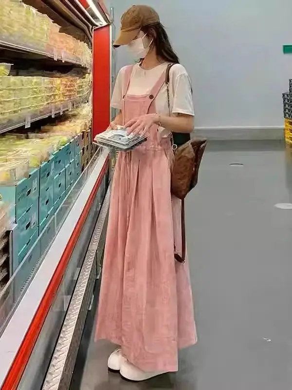 

plus Size 300 Pou Faionable Women's Rer with Straps Wide Leg Casual Pants High Waist Long Pants Cotton Spring Summer