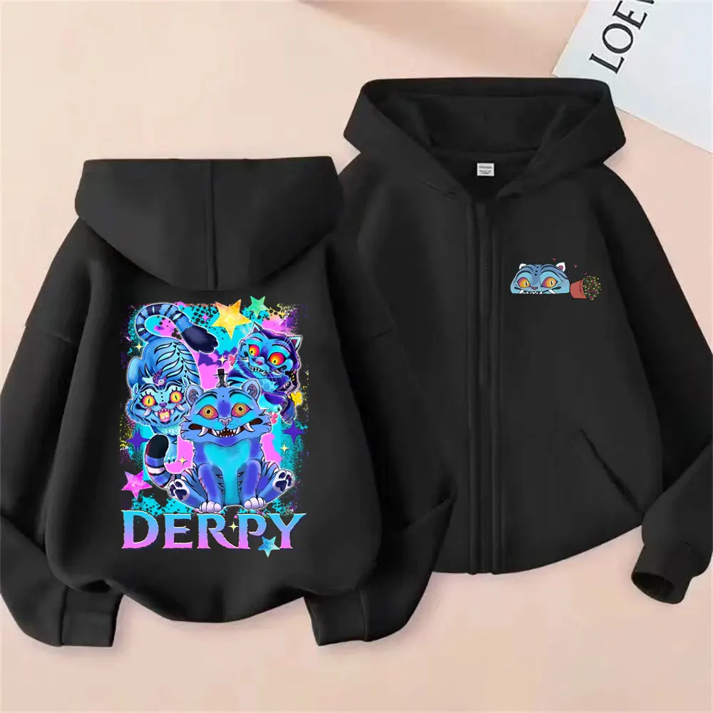 

Kpop Demon Hunters Derpy Tiger Graphic Zipper Hoodie Men Women Christmas Halloween Zip Up Jacket Male Fashion Oversized Hoodies