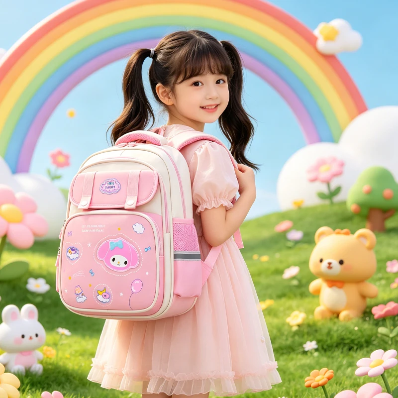 My Melody Backpack Kuromi Schoolbag Spinal Protection Cinnamoroll Kawaii Bags for Woman Travel High-Capacity Student Girl