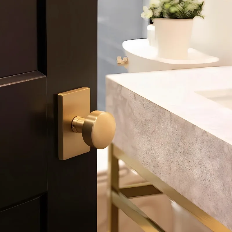 

Brass Brushed Bathroom Door Lock Minimalist Luxury Door Hardware Bedroom Entry Privacy Lock Home Improvement Accessories
