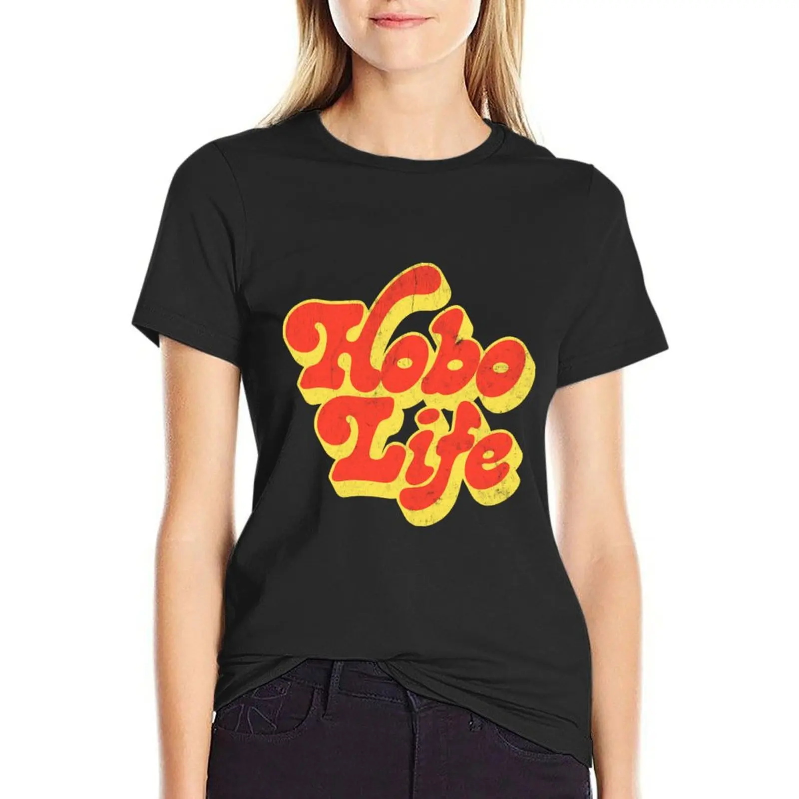 

Hobo Life Faded Thrift Style Retro T-Shirt quick-drying oversized animal print funnys designer clothes Women luxury