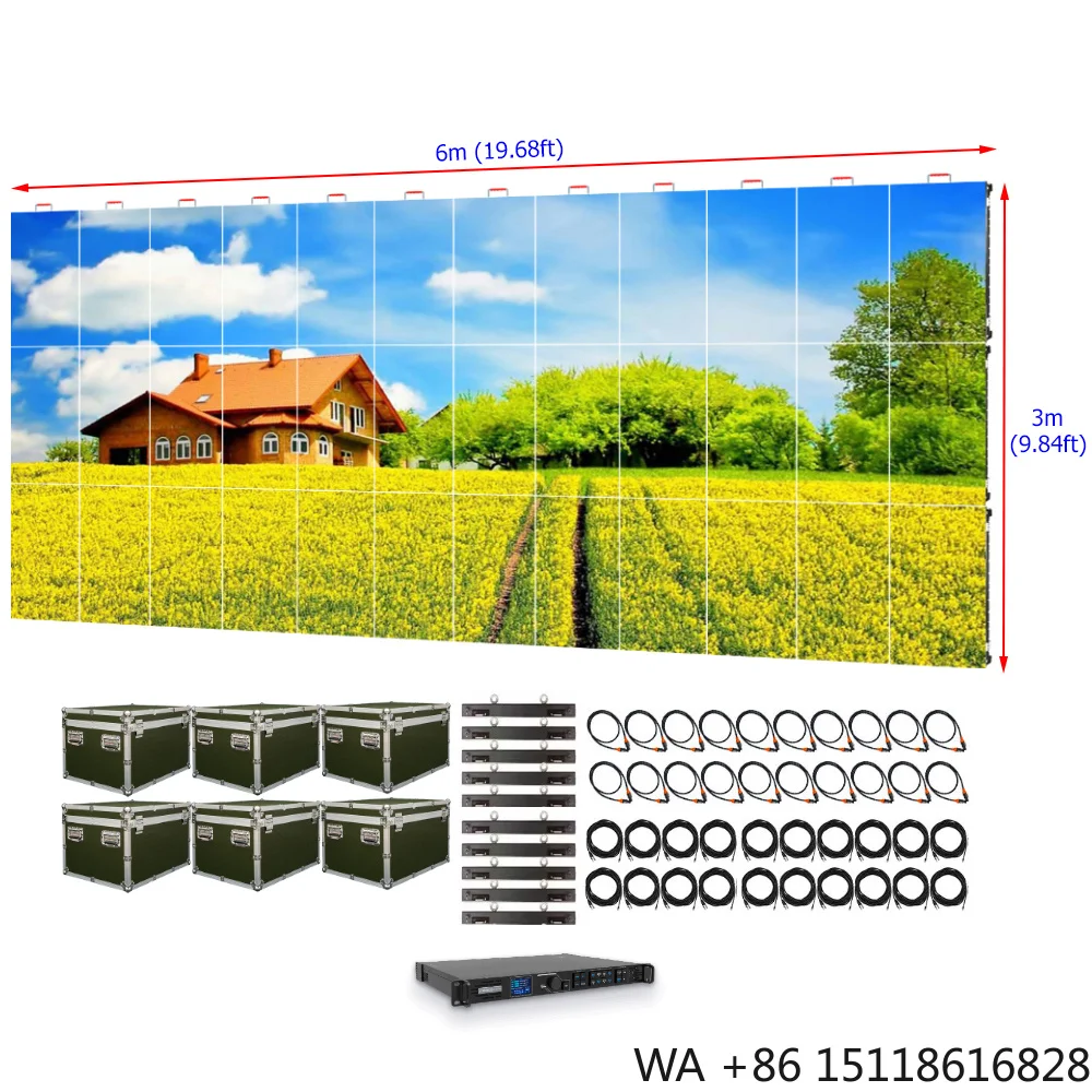 

LED Video Wall 6x3 P2.604 Events LED Screen Flatness Installation 2.6mm Rental Screen Modular Panel HDR10+ 3840Hz IP43