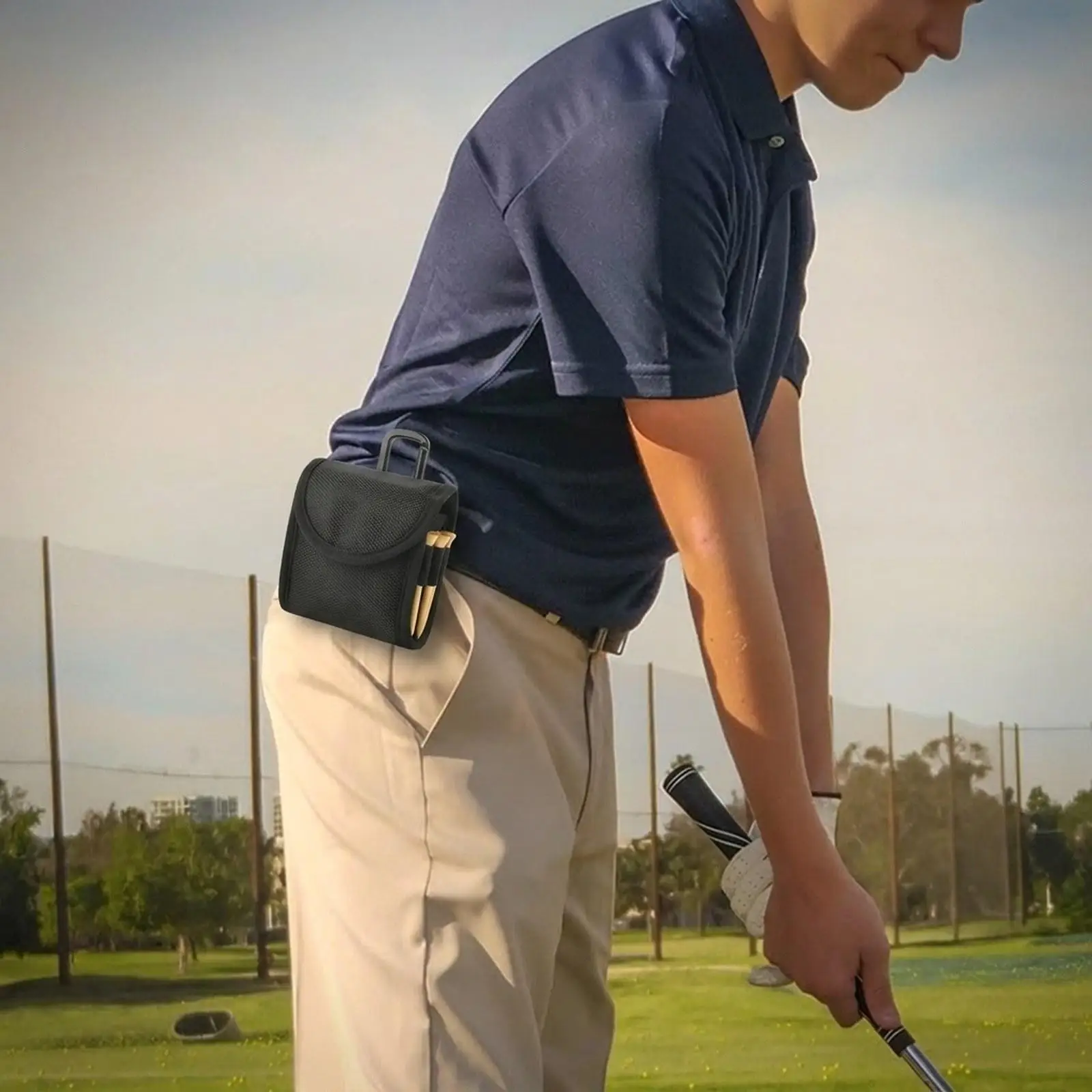 Easy Carry Golf Ball Storage Bag with Waist Belt Clip Mini Oxford Pouch for Golfer Sport Accessories