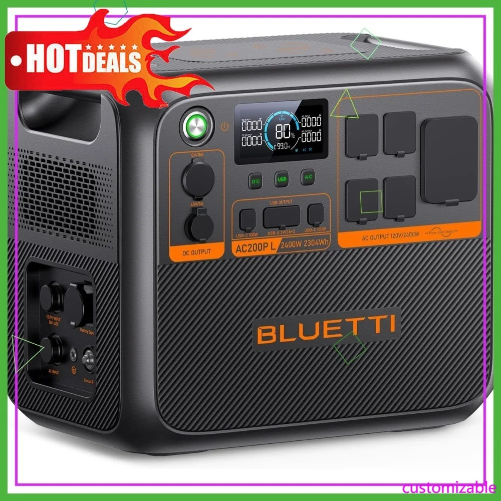 2304Wh Tragbare Powerstation, Erweiterbar auf 8448Wh, 2400W AC-Ausgänge, LiFePO4-Batterie für Wohnmobil, Camping und Zuhause