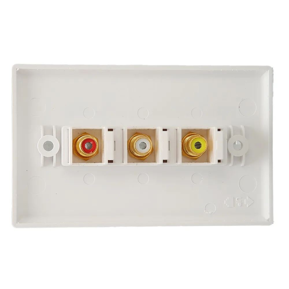 Multipurpose 3RCA Wall Plate 1080P Corrosion Resistant 3RCA Female Connector Wall Plate Gold Plated