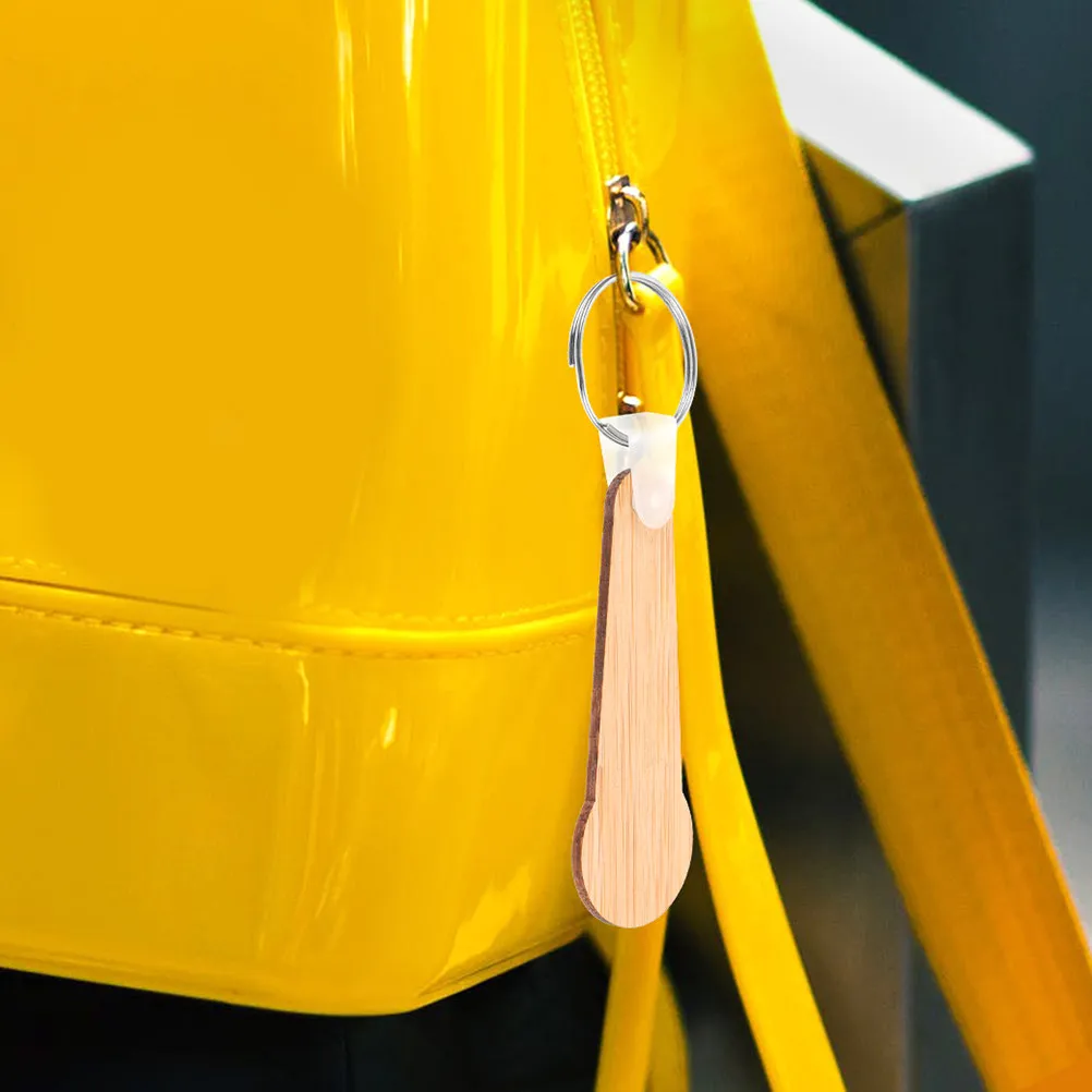 Bamboo Shopping Cart Token Keychain 6 Pack Wooden Trolley Coin Holder Key Ring for Easy Cart Unlocking