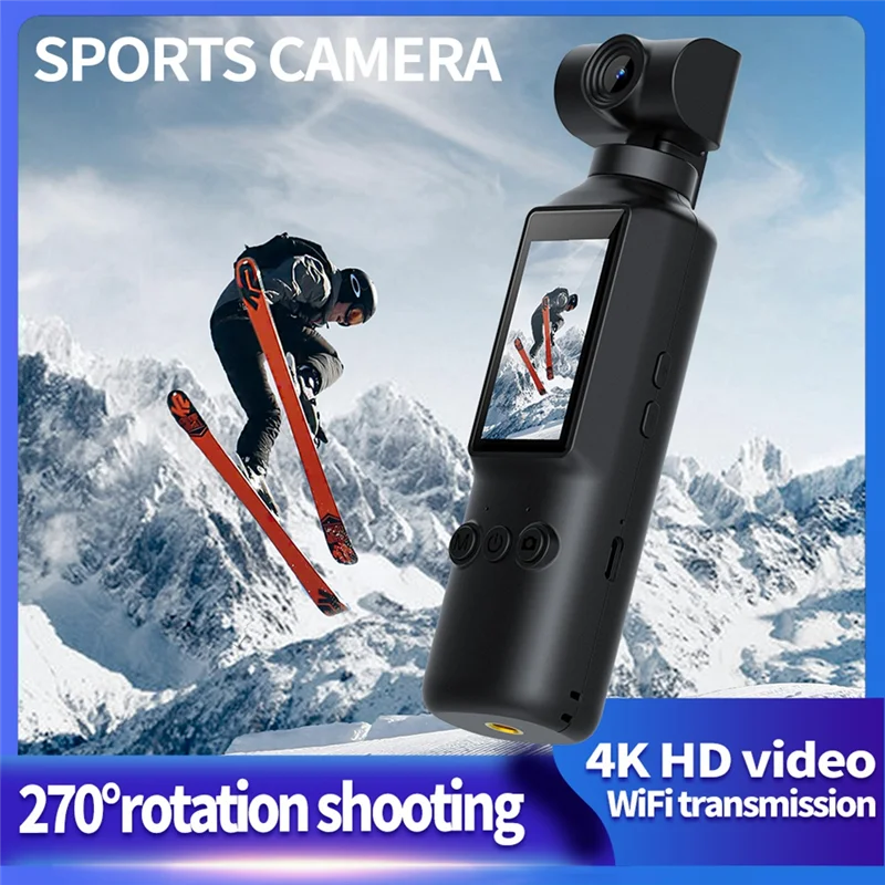 Pocket Camera 4K HD 270° Rotatable Anti Shaking Wifi Sports Camera For Outdoor Riding Diving Action Cam