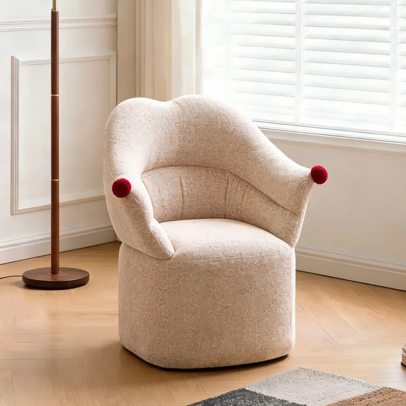 Rotatable Fabric Polka Dot Single Sofa Chair Dopamine Decorative Home Dressing Stool