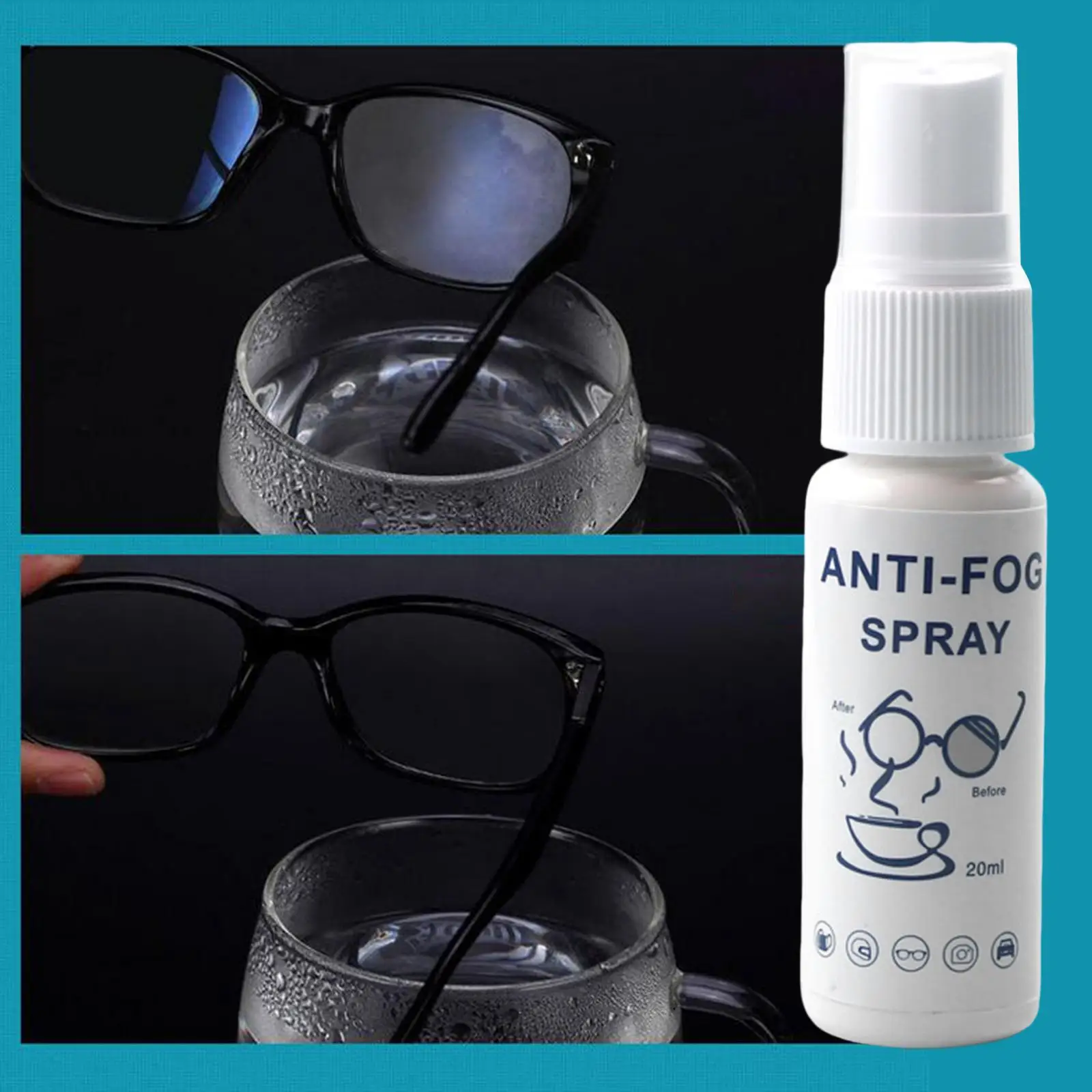 Anti Fog Spray, Eyeglass Lens Cleaner Spray 20ml Prevents Fogging Portable Multi