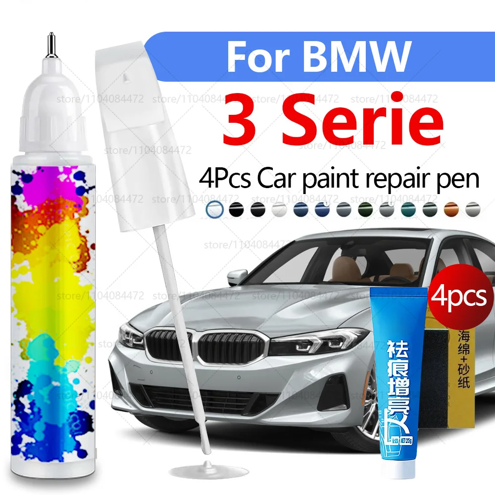 

Ручка для ремонта автомобильной краски для BMW 3 серии 1975-2025 гг. Аксессуары для ремонта краски и царапин 4 шт. Черный 668 Белый A96 Серебристый A83 Синий C10
