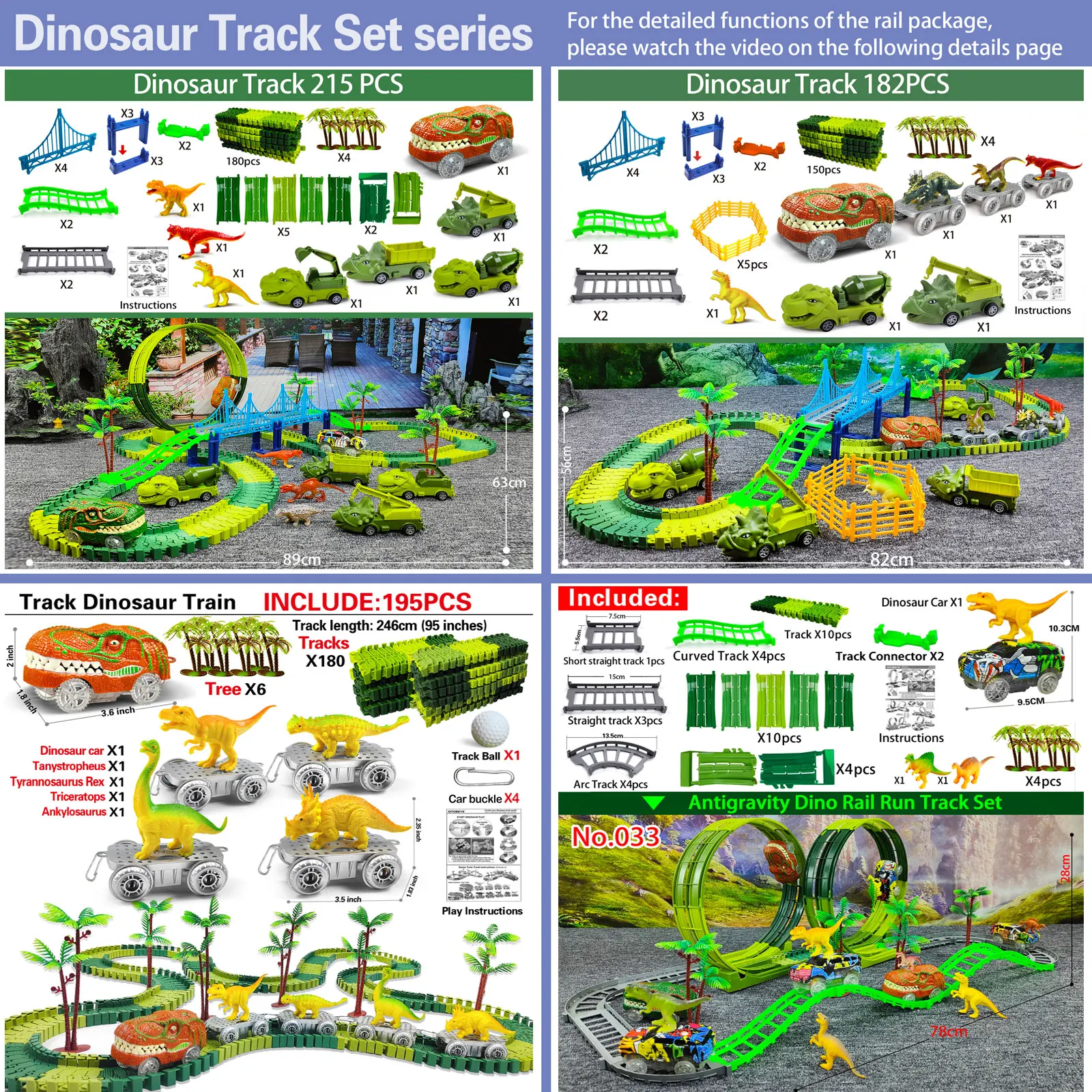 Dinosaur Race Track Toy Set, Create a Dinosaur World, Faixas Flexíveis, Presente para Crianças, Idades 3, 4, 5, 6, Years Old, Meninos, Meninas