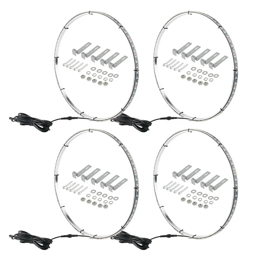 

Bevinsee 15,5-дюймовые RGB фонари переключения передач, светодиодные кольца колес автомобиля, обод, стоп-сигнал, указатель поворота