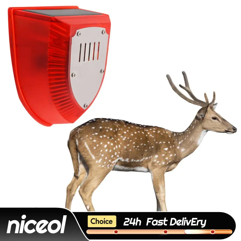 Solar  Alarm Lights with Motion Sensor Outdoor Solar Alarm Waterproof Warning Loud Solar Strobe Light for Farm Barn Yard
