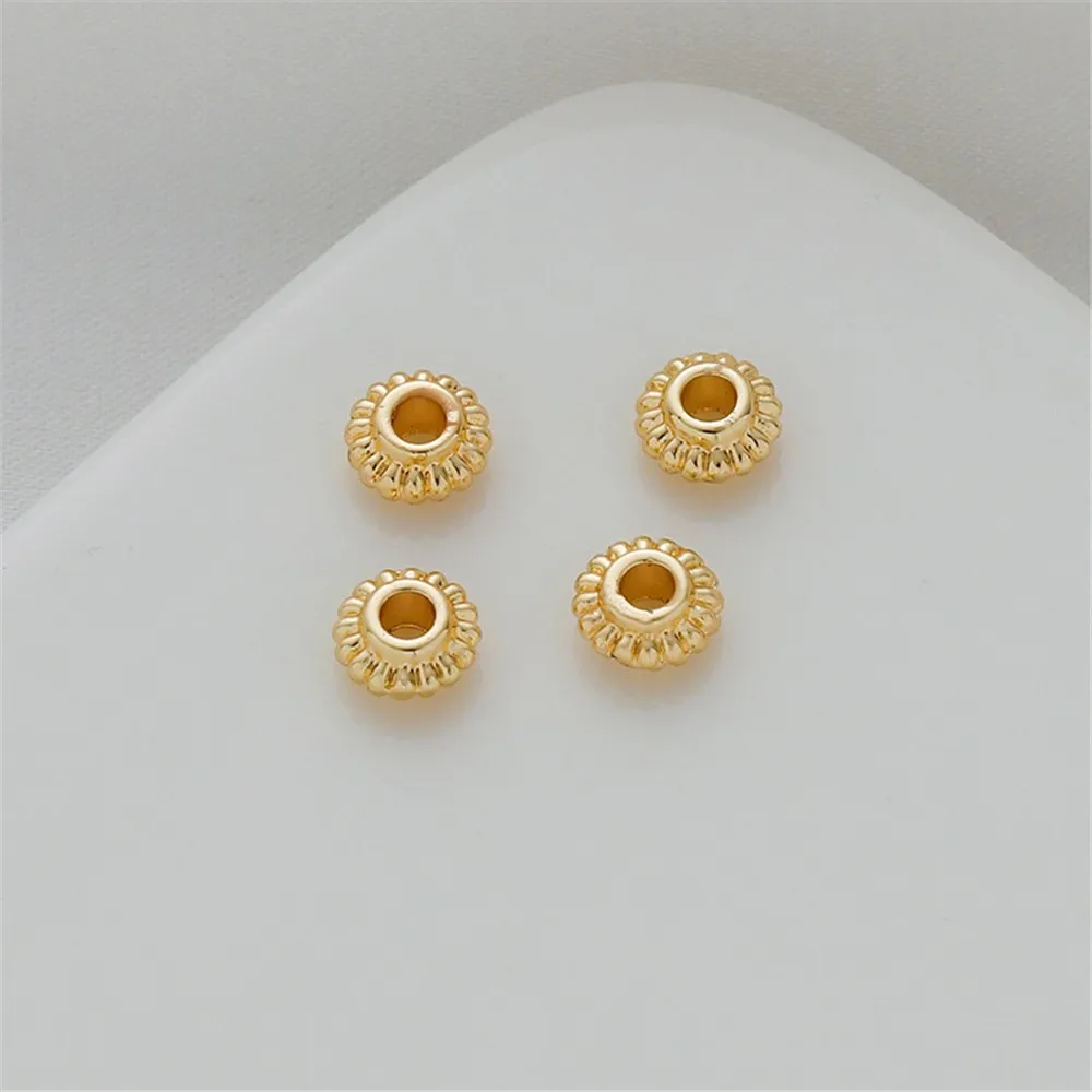 

14K Gold Filled Color Retention Gear UFO Beads, DIY Spacer, Handmade Jewelry, Bracelet, Necklace, Flat Beads Accessories, 6mm