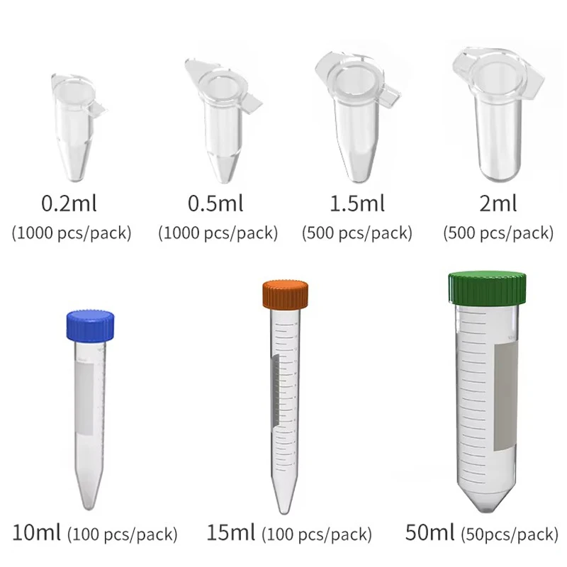 Imagem -02 - Tubo de Centrífuga de Plástico Micro Escala Tubo Pcr Prp Tubo de Ensaio de Equipamento de Laboratório 0.2 ml 0.5 ml 1.5 ml ml 10 ml 15 ml 50ml