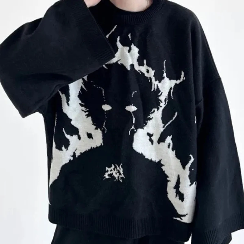 秋と冬のセータートレンドストリートヒップホップメンズとレディースニットセーターY2Kメンズとレディースセータープルオーバー   ﻿