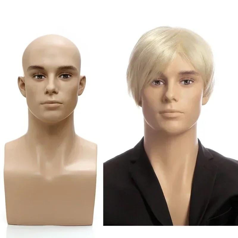 H1115 Male Head Mannequin Realistic Shoulder Wig Display