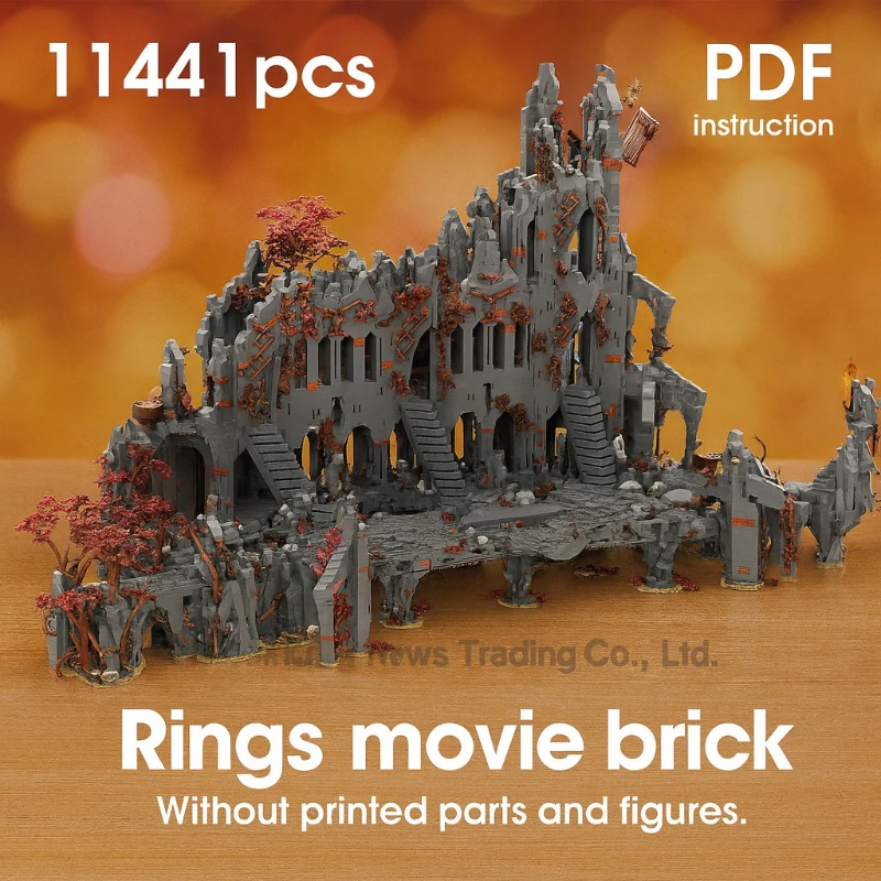 Dark Fortress Castle Challenge Ringen Filmuitbreiding MOC Bouwstenen Bakstenen Architectuur Fans Cadeau Display Kerstmis