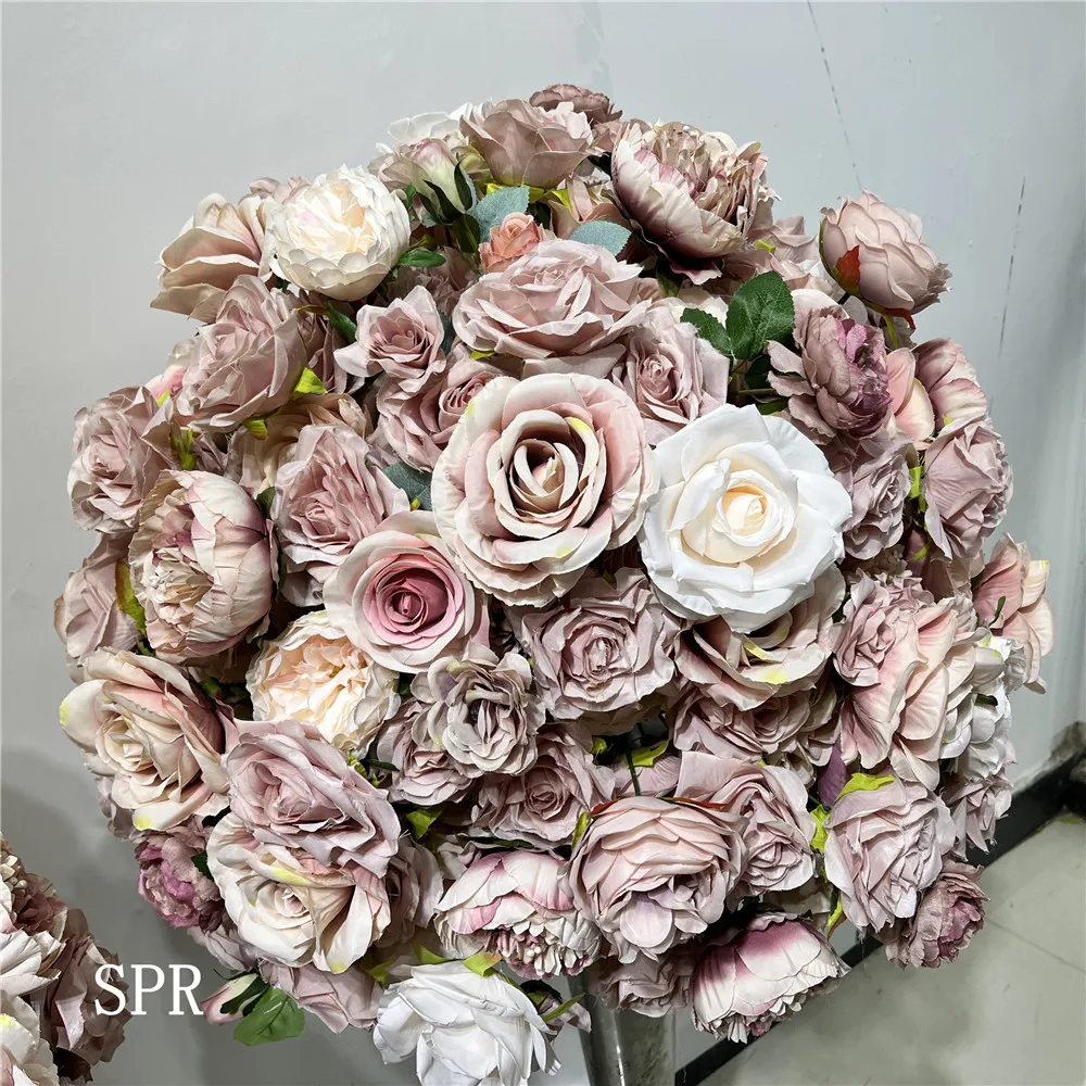 

SPR Artificial Peony Rose Arrangement Garland Decorative Stand Flower Ball Centerpiece for Wedding Table