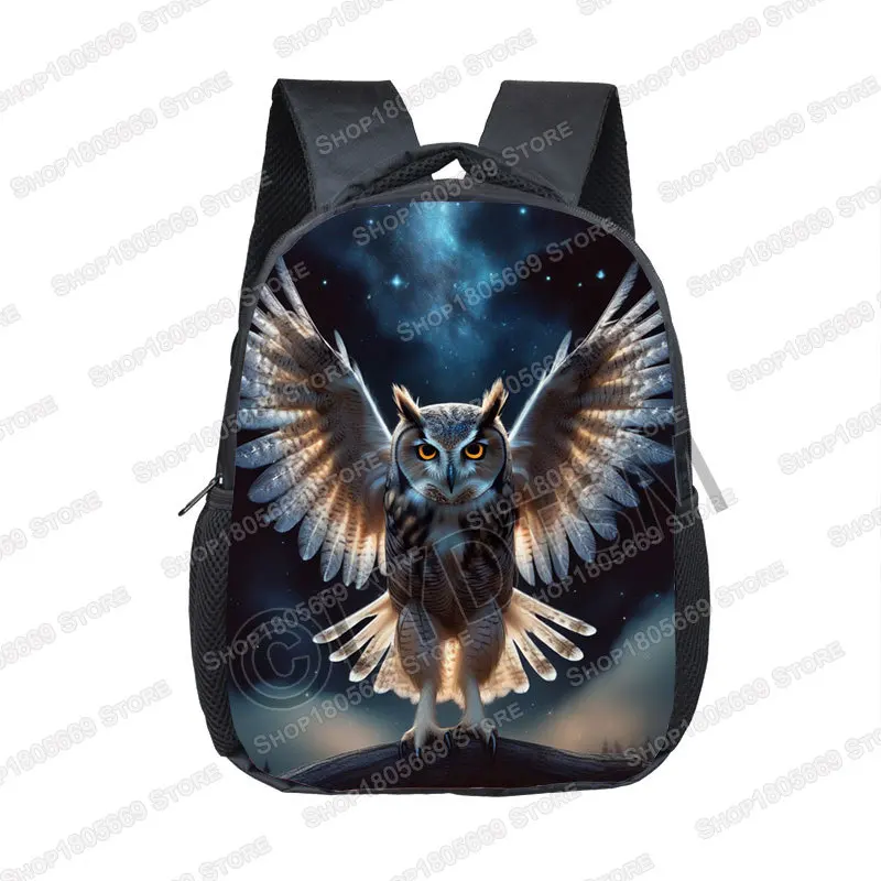 Fantasy Owl Magic Book Backpack for 2-4 Years Old Colorful Owl Moon Painting Children School Bags Boy Girl Mini Toddler Bookbag