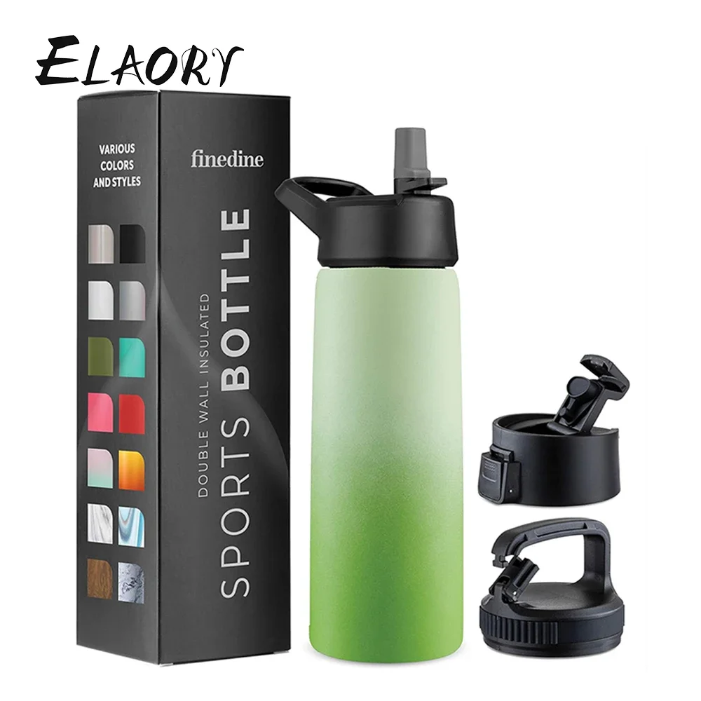 Water Bottle Stainless Steel Thermos Bottle Keeps Cold Triple Walled Insulated Drinking Straw Gym Sports-leisure Canteens 25 Oz